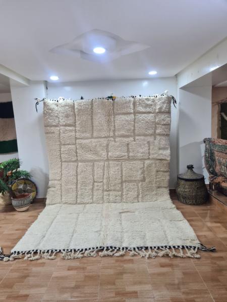 White Qazim Marokkaans handgemaakt tapijt